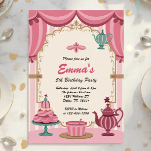 Elegant Royal Girls Tea Party Birthday Invitation