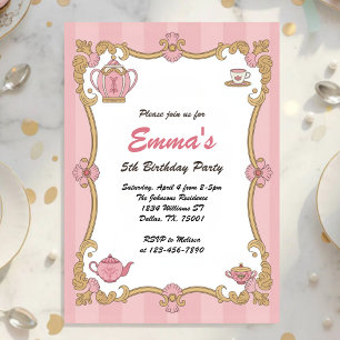 Elegant Royal Girls Tea Party Birthday Invitation