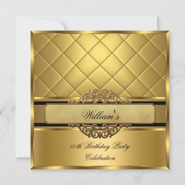 Elegant Royal Gold Birthday Party Invitation (Front)