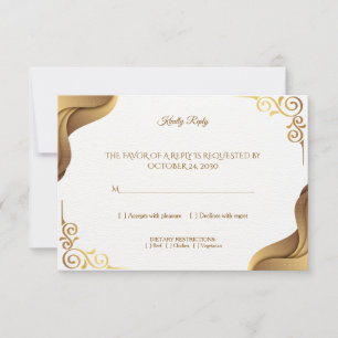 Elegant Royal Gold Classic Waves RSVP Card