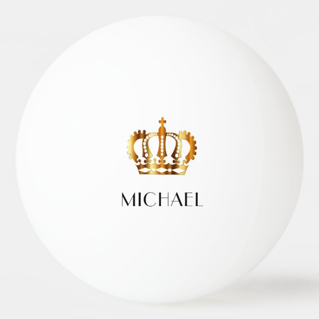 Elegant Royal Gold Crown Name  Ping Pong Ball (Front)