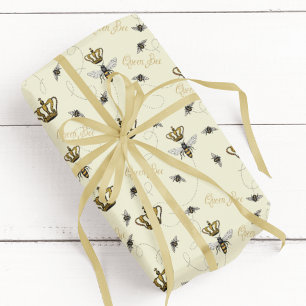 Elegant Royal Gold Crown Queen Bee  Wrapping Paper