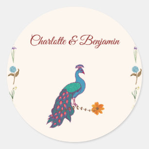 Elegant Royal Indian Peacock Favour Sticker