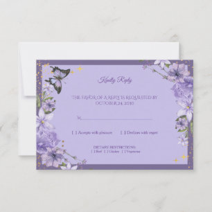 Elegant Royal Lavender Purple Floral RSVP Card