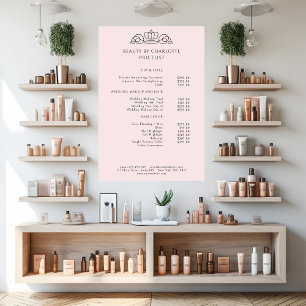 Elegant, royal, lightpink price list poster
