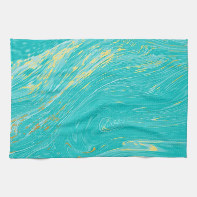 Elegant royal luxury marble gold blue design tea towel (Horizontal)