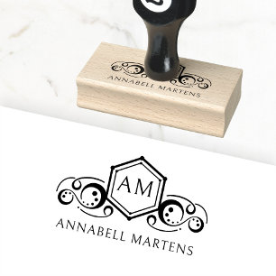 Elegant, royal, monogram rubber stamp