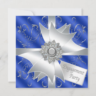 Elegant Royal Navy Blue Engagement Party Invitation