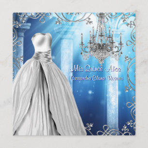 Elegant Royal Navy Blue Quinceanera Invitation