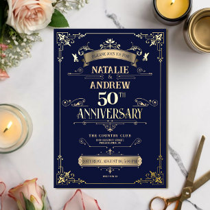 Elegant Royal Navy Gold Glamourous Glitter Foil