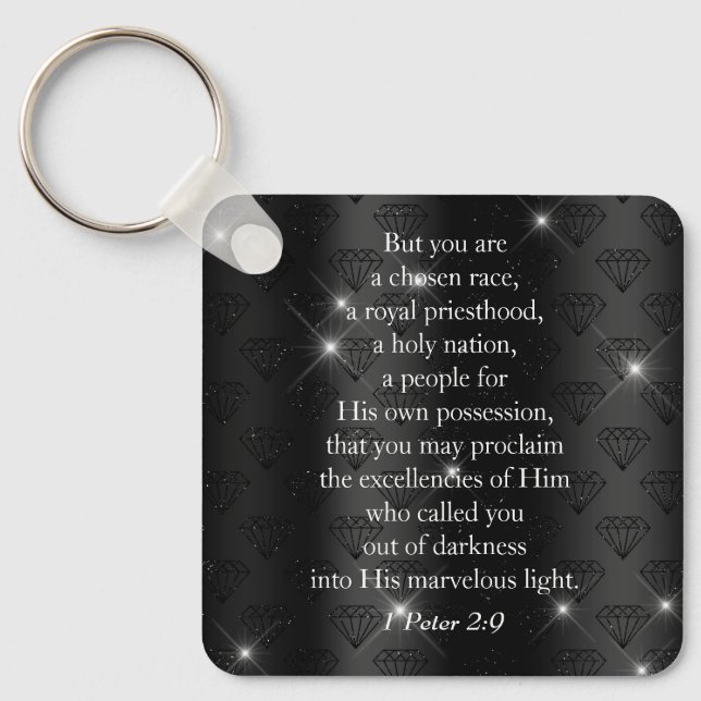 Elegant Royal Priesthood Bible Verse  Key Ring (Front)