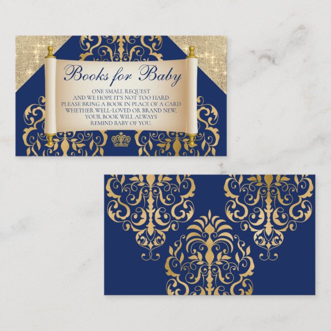 Elegant Royal Prince Baby Shower Books For Baby Enclosure Card (Front/Back)