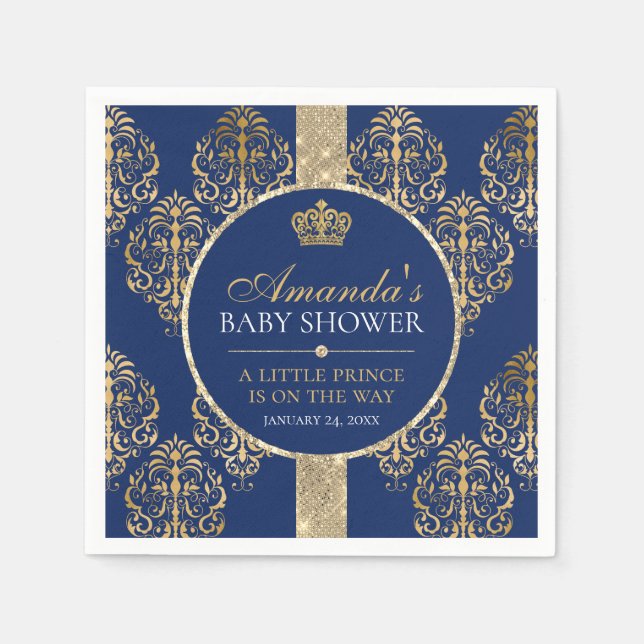 Elegant Royal Prince Baby Shower Napkin (Front)
