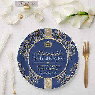 Elegant Royal Prince Baby Shower Paper Plate