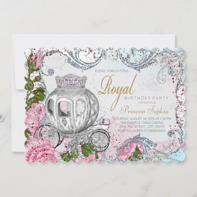 Elegant Royal Princess Birthday Party Invitation (Front)