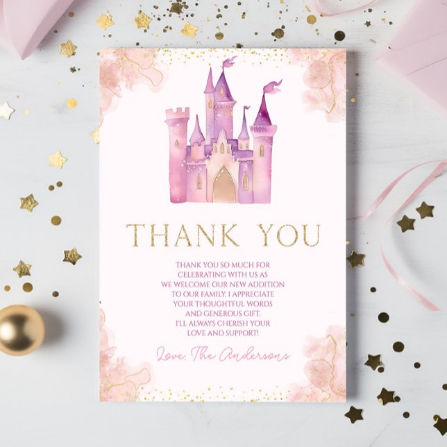 Elegant Royal Princess Castle Baby Shower Thank You Card (Creator Uploaded)