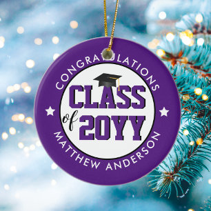 Elegant Royal Purple Class of 2021 Graduation Ceramic Tree Decoration
