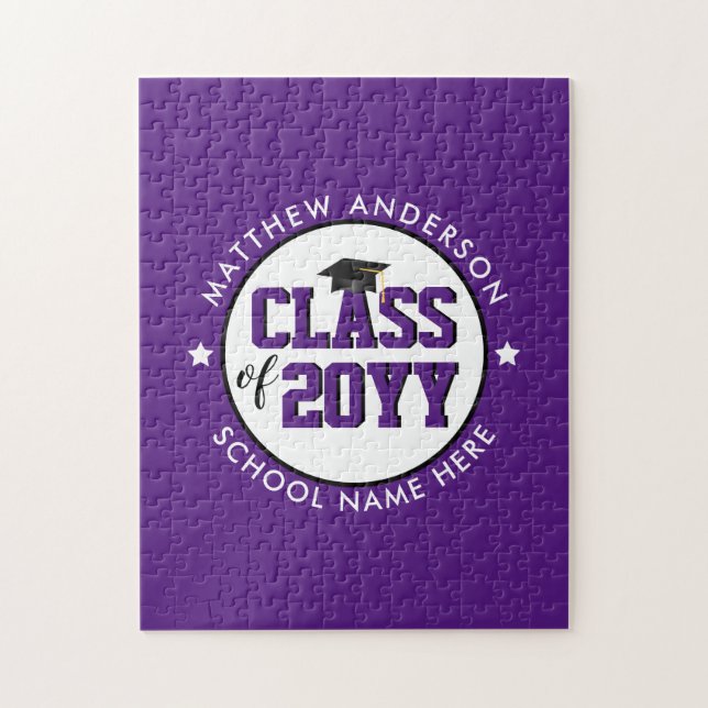 Elegant Royal Purple Class of 2023 Graduation Jigsaw Puzzle (Vertical)