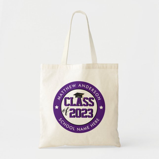 Elegant Royal Purple Class of 2023 Graduation Tote Bag (Front)
