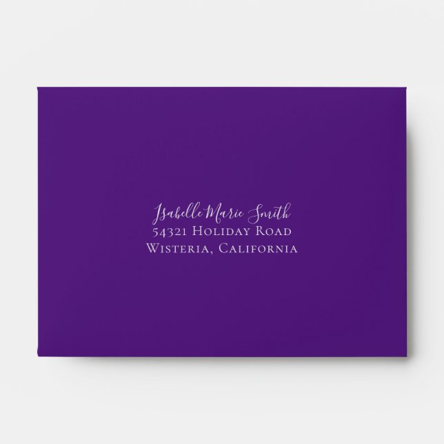 Elegant Royal Purple Colour Wash Wedding RSVP Envelope (Front)