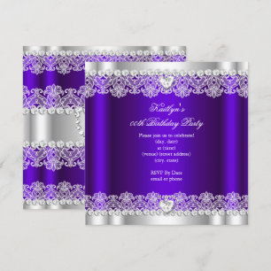 Elegant Royal Purple Lace Silk Birthday Party Invitation