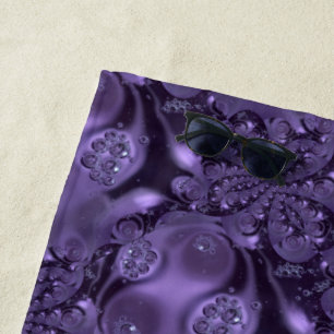 Elegant Royal Purple Liquid Sparkle Beach Towel