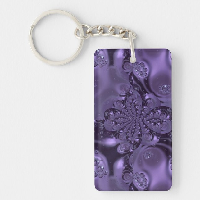 Elegant Royal Purple Liquid Sparkle Key Ring (Front)