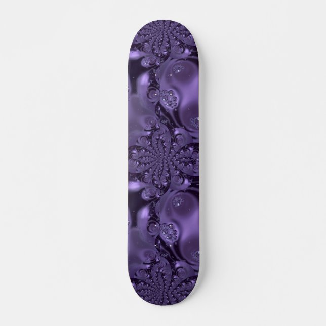 Elegant Royal Purple Liquid Sparkle Skateboard (Front)