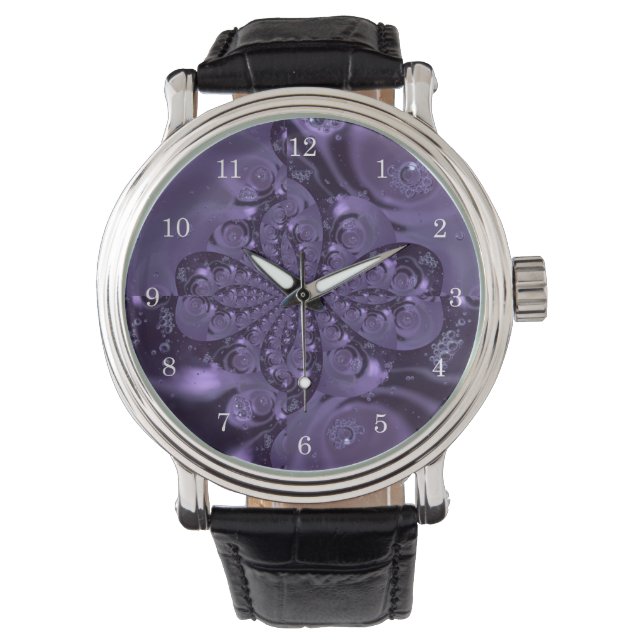 Elegant Royal Purple Liquid Sparkle Watch (Front)