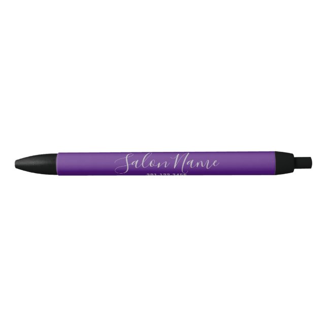 Elegant Royal Purple Promotional for Salon Black Ink Pen (Front)
