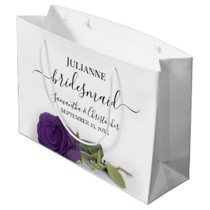 Elegant Royal Purple Rose Posh Bridesmaid Wedding Large Gift Bag