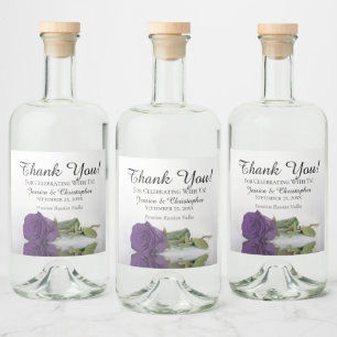 Elegant Royal Purple Rose Wedding Thank You Liquor Bottle Label