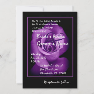Elegant ROYAL PURPLE Rosebud Wedding Invitation