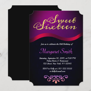 Elegant Royal Purple Sweet 16 Party Invite