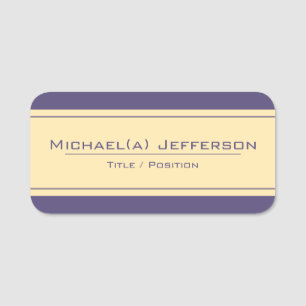 Elegant Royal Purple & Very Light Shade Of Yellow Name Tag