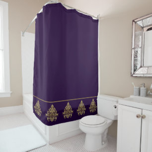 Elegant Royal Purple with Gold Damask  Shower Curtain