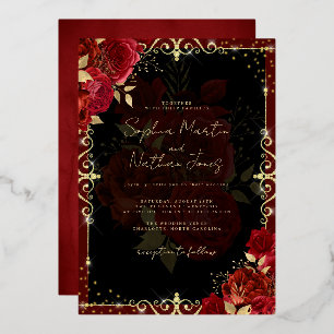 Elegant Royal Red Gold Rose Wedding 