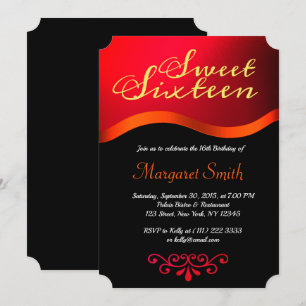 Elegant Royal Red Sweet 16 Party Invite