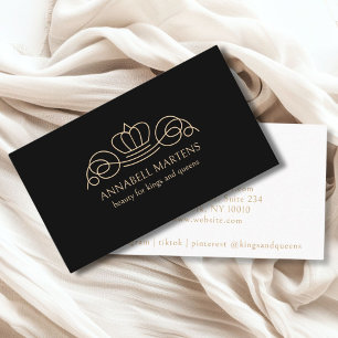 Elegant, royal, salon, black+beige business card