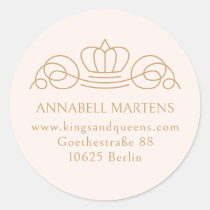 Elegant, royal, salon, blush-pink+ beige-brown classic round sticker