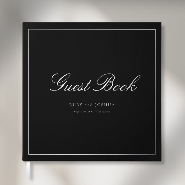 Elegant Royal Scripted Font Wedding Guest Book (Elegant Royal Black Scripted Font Wedding Foil Guest Book)