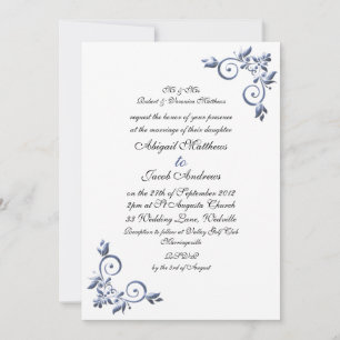 Elegant Royal Wedding Invitation Blue Flourish