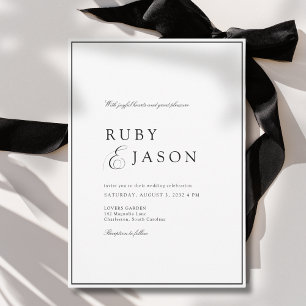 Elegant Royal White & Black  Wedding Invitation