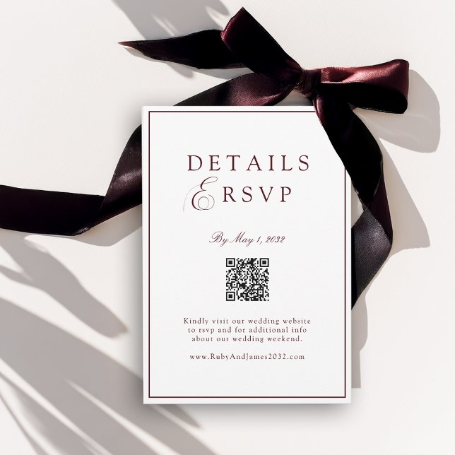 Elegant Royal White & Burgun QR Code Wedding RSVP  Enclosure Card (Elegant Royal White & Burgun QR Code Wedding RSVP Enclosure Card)
