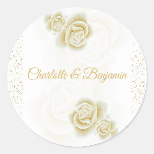 Elegant Royal White Gold Rose Favour Sticker