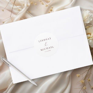 Elegant Royal White Script Wedding Classic Round Sticker