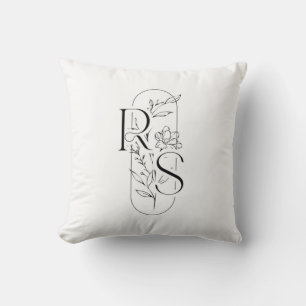 Elegant RS Floral Monogram with Freesia Cushion