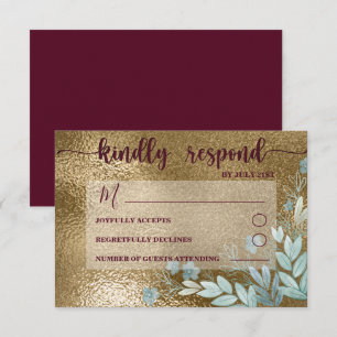 Elegant RSVP Black & Burgundy Foliage Wedding