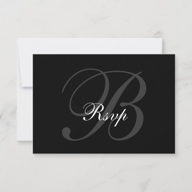 Elegant RSVP Card for Weddings Black Grey (Front)