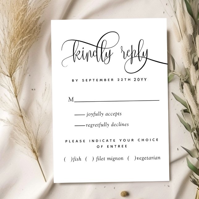 Elegant RSVP Card With Meals, Romantic Script (Creator Uploaded)